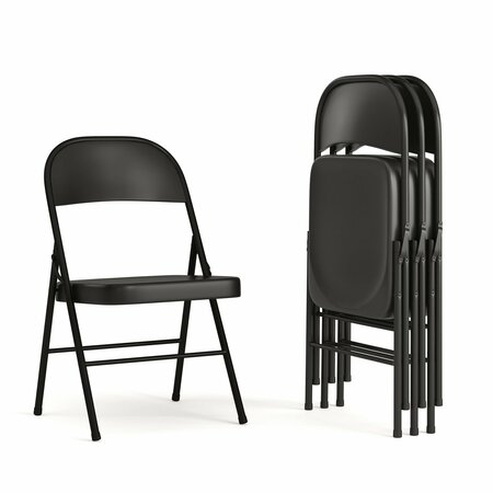 Flash Furniture HERCULES Series Double Braced Black Metal Folding Chair 4-BD-F002-BK-GG